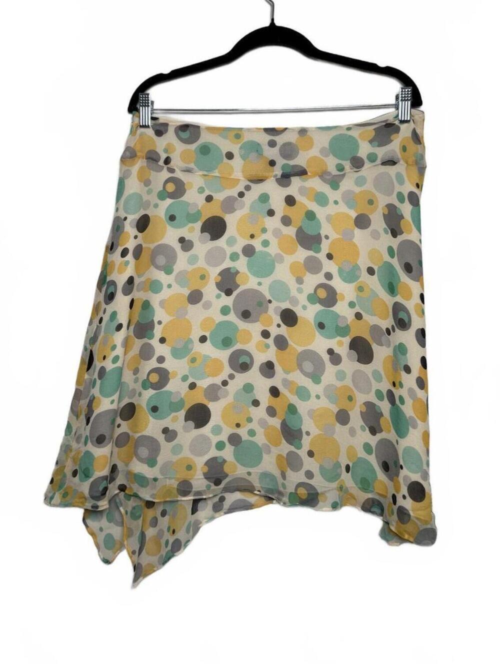 Vintage. Y2K Women's Silk Polka Dot Skirt Size 14